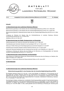 Amtsblatt Für Den Landkreis Rotenburg (Wümme)