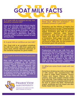 Goat Milk Facts