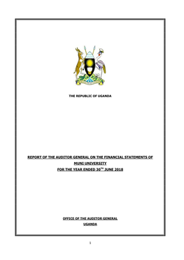 Report of the Auditor General on the Financial Statements of Muni University for the Year Ended 30Th June 2018