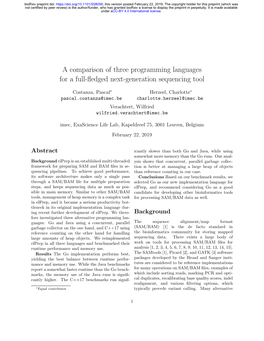 A Comparison of Three Programming Languages for a Full-Fledged Next