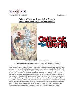 Aniplex of America Brings Cells at Work! to Anime Expo and Crunchyroll This Summer