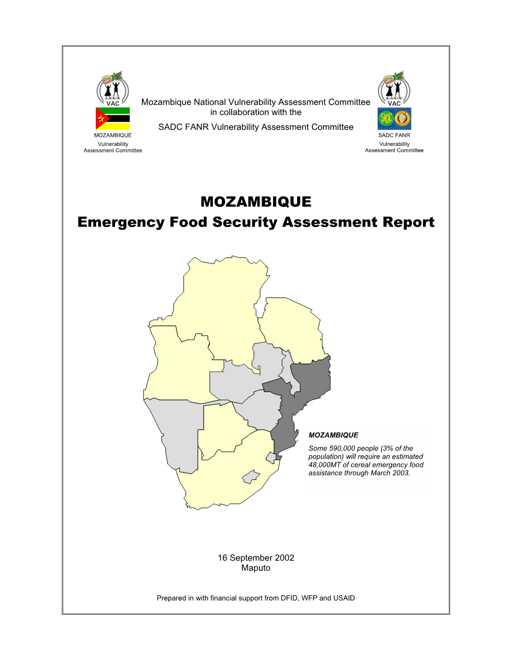 MOZAMBIQUE Emergency Food Security Assessment Report