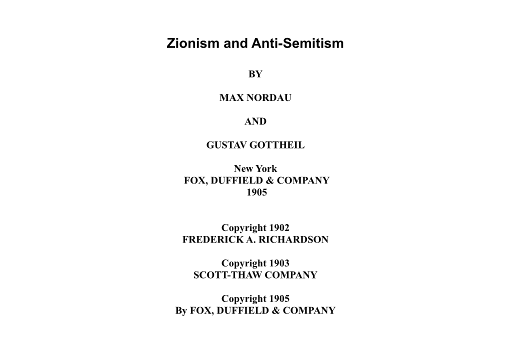 Zionism and Anti-Semitism