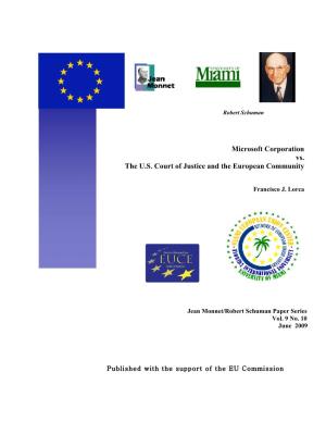 Microsoft Corporation Vs. the U.S. Court of Justice and the European Community