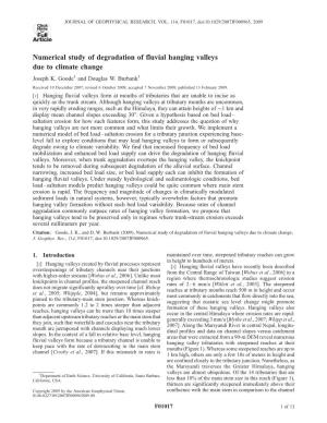 Numerical Study of Degradation of Fluvial Hanging Valleys Due to Climate Change Joseph K