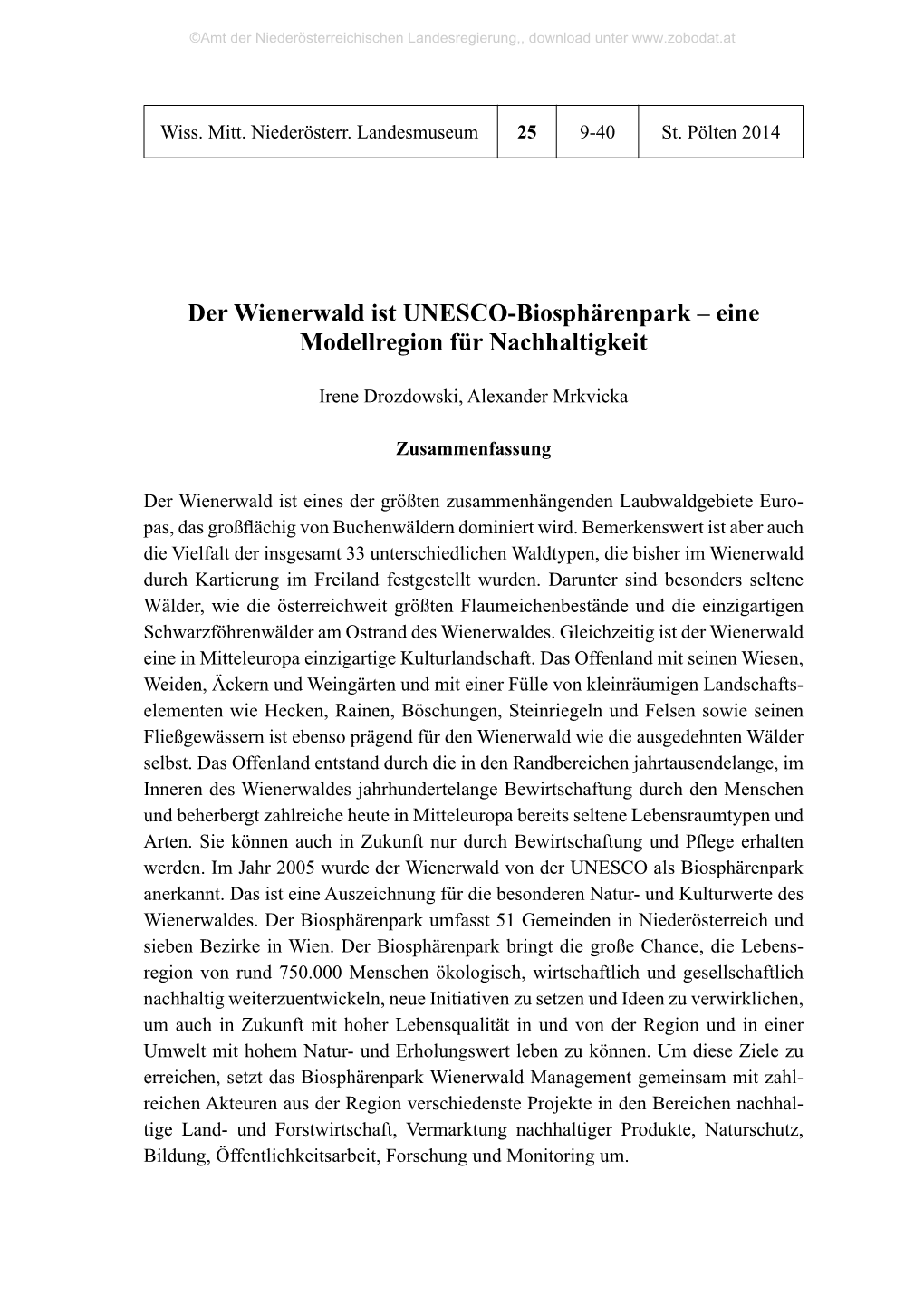 Der Wienerwald Ist UNESCO-Biosphärenpark 9 Wiss