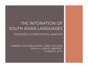 The Intonation of South Asian Languages Towards a Comparative Analysis