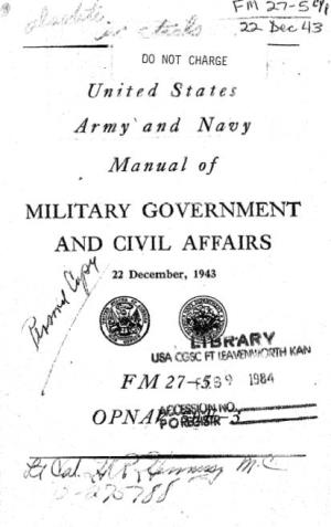 FM 27 5 US Army and Navy Manual of Military Government and Civil