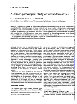 A Clinico-Pathological Study of Vulval Dermatoses