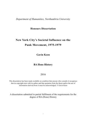 New York City's Societal Influence on the Punk
