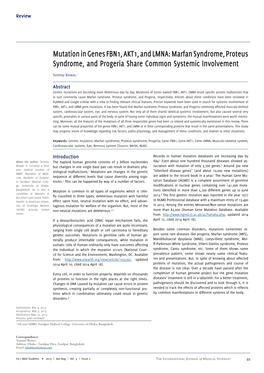 Mutation in Genes FBN1, AKT1, and LMNA: Marfan Syndrome, Proteus Syndrome, and Progeria Share Common Systemic Involvement