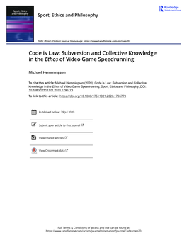 Subversion and Collective Knowledge in the Ethos of Video Game Speedrunning