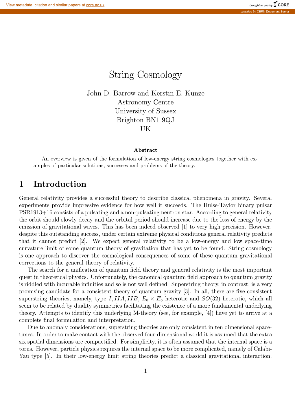 String Cosmology