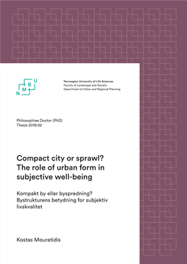 Compact City Or Sprawl? the Role of Urban Form in Subjective Well-Being