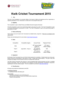 Kwik Cricket Tournament 2015