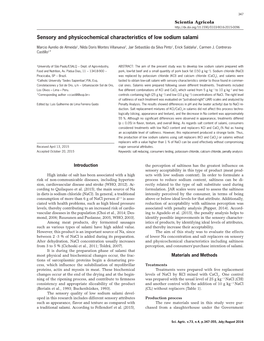 Sensory and Physicochemical Characteristics of Low Sodium Salami