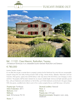 11122 - Casa Mancini, Radicofani, Tuscany 2-4 Bedroom Farmhouse in an Unbeatable Location Between Radicofani and Sarteano
