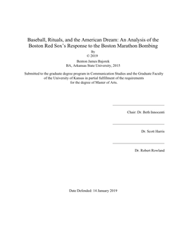 Baseball, Rituals, and the American Dream: an Analysis of the Boston