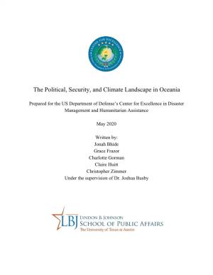 The Political, Security, and Climate Landscape in Oceania