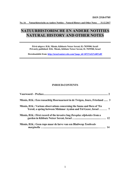 Natuurhistorische En Andere Notities Natural History and Other Notes