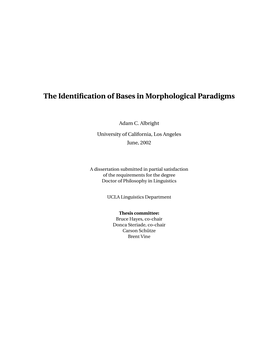 The Identification of Bases in Morphological Paradigms