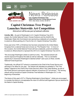 Capitol Christmas Tree Project Launches Statewide Art Competition Selected Art Will Become Part of National Collection