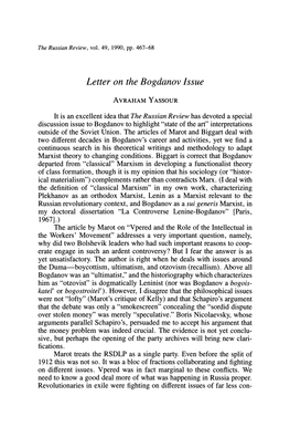 Letter on the Bogdanov Issue
