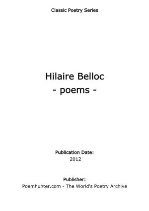 Hilaire Belloc - Poems