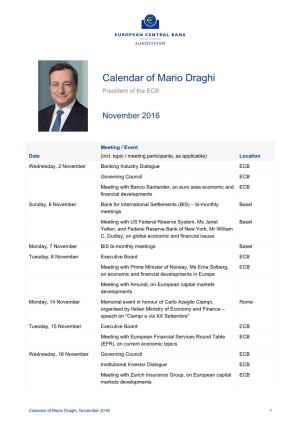 Calendar of Mario Draghi, November 2016 1