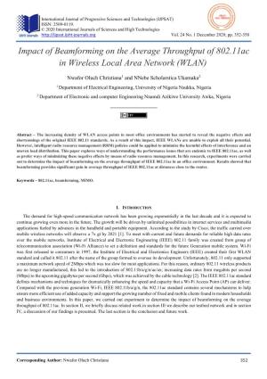 Impact of Beamforming on the Average Throughput of 802.11Ac in Wireless Local Area Network (WLAN)