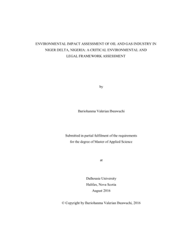 Environmental Impact Assessment of Oil and Gas Industry in Niger Delta, Nigeria: a Critical Environmental and Legal Framework Assessment