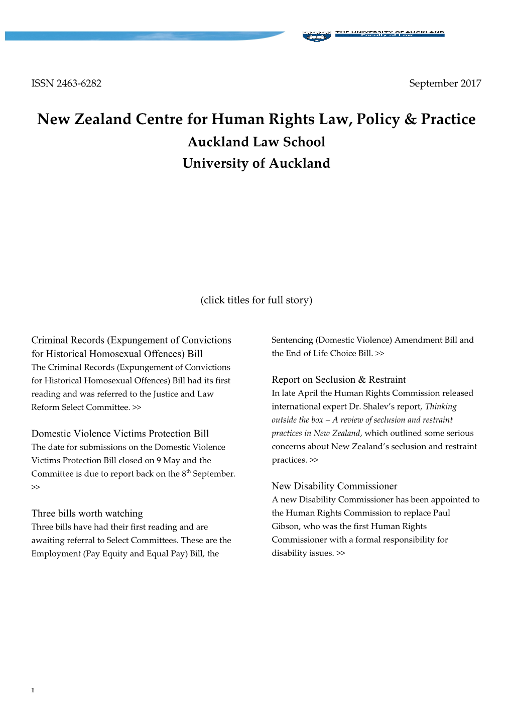 New Zealand Centre for Human Rights Law, Policy & Practice