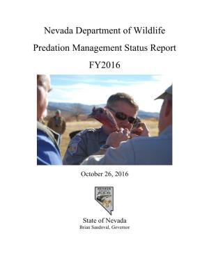 Nevada Department of Wildlife Predation Management Status