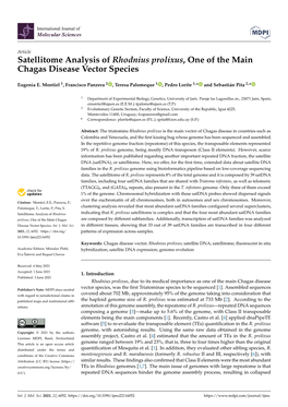 Satellitome Analysis of Rhodnius Prolixus, One of the Main Chagas Disease Vector Species