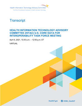 (Hitac) Us Core Data for Interoperability Task Force Meeting