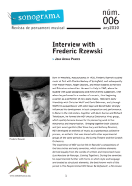 Interview with Frederic Rzewski