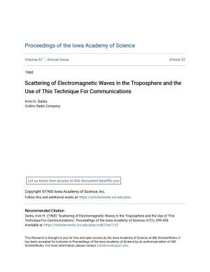 Scattering of Electromagnetic Waves in the Troposphere and the Use of This Technique for Communications