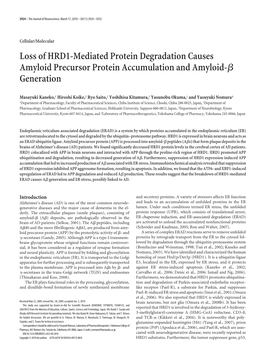 Loss of HRD1-Mediated Protein Degradation Causes Amyloid Precursor Protein Accumulation and Amyloid-␤ Generation