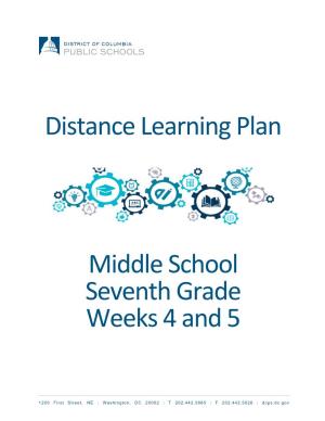 Distance Learning Plan Middle School Seventh Grade Weeks 4 and 5