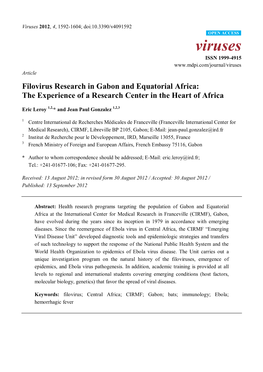 Filovirus Research in Gabon and Equatorial Africa: the Experience of a Research Center in the Heart of Africa