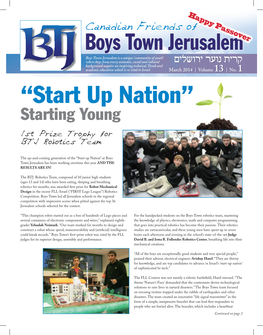 “Start up Nation” Starting Young 1St Prize Trophy for BTJ Robotics Team