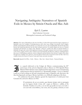 Narratives of Spanish Exile in Mexico by Simón Otaola and Max Aub