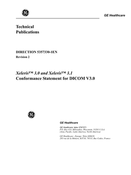 Xeleris 3.0 & 3.1 Conformance Statement for DICOM V3.0