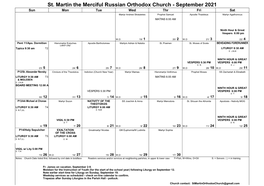 August & September Calendar