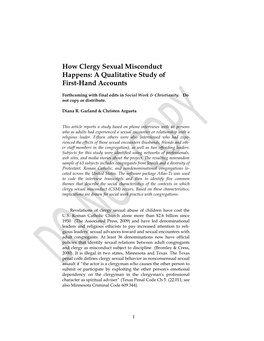 How Clergy Sexual Misconduct Happens: a Qualitative Study of First-Hand Accounts