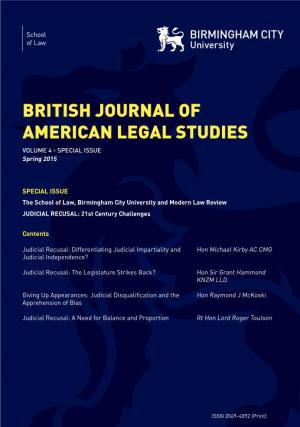 BRITISH JOURNAL of AMERICAN LEGAL STUDIES VOLUME 4 - SPECIAL ISSUE Spring 2015