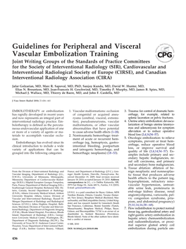 Guidelines for Peripheral and Visceral Vascular Embolization Training