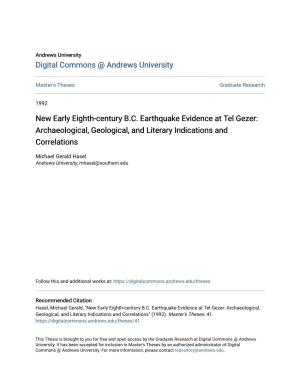 New Early Eighth-Century B.C. Earthquake Evidence at Tel Gezer: Archaeological, Geological, and Literary Indications and Correlations