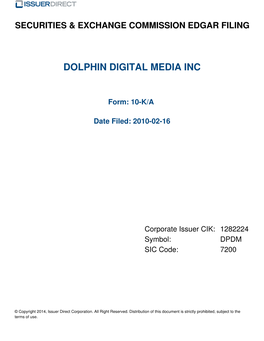Dolphin Digital Media Inc