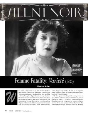 Femme Fatality: Varieté (1925) Monica Nolan